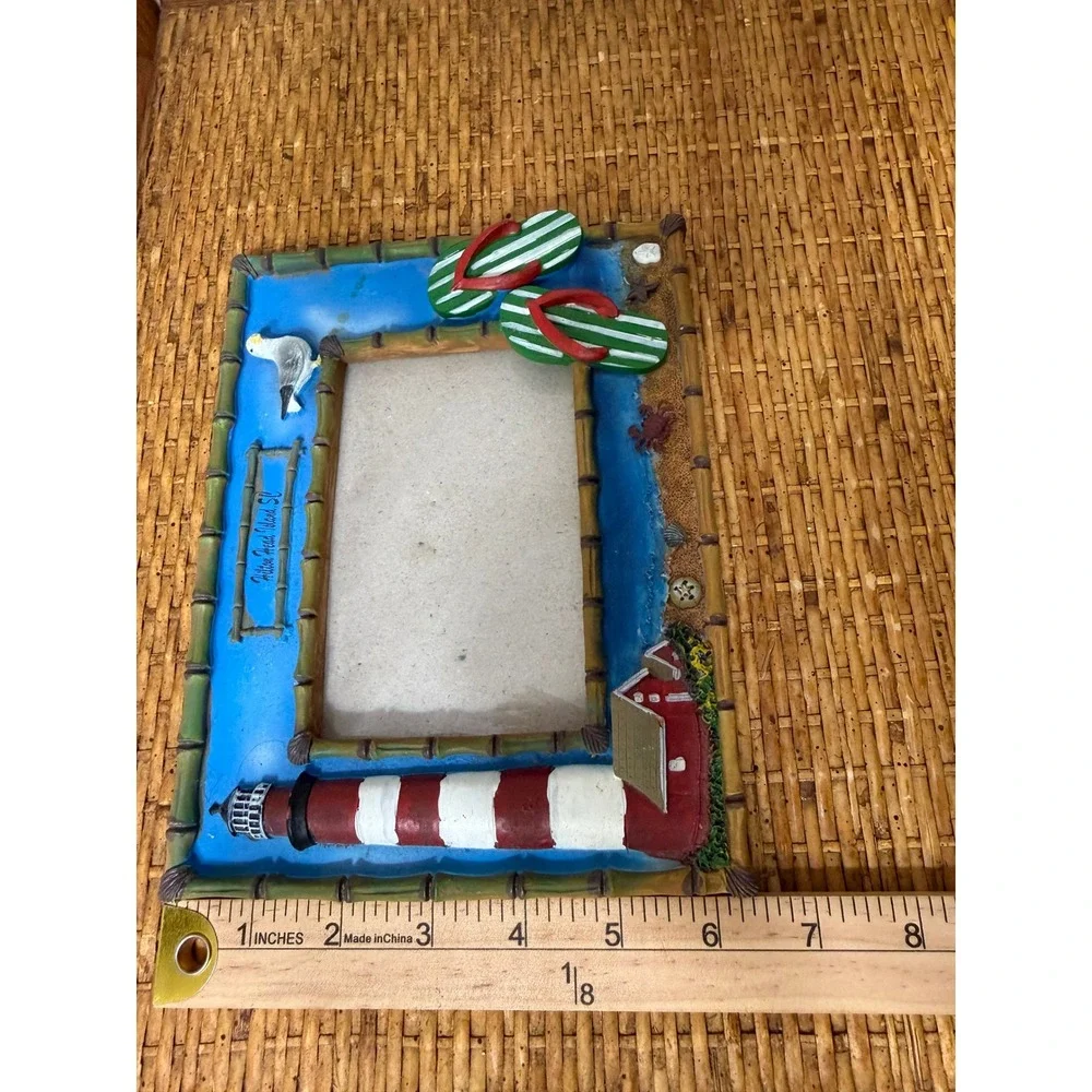 Hilton Head Island SC Resin Beach Picture Frame Lighthouse Flip Flops Bamboo